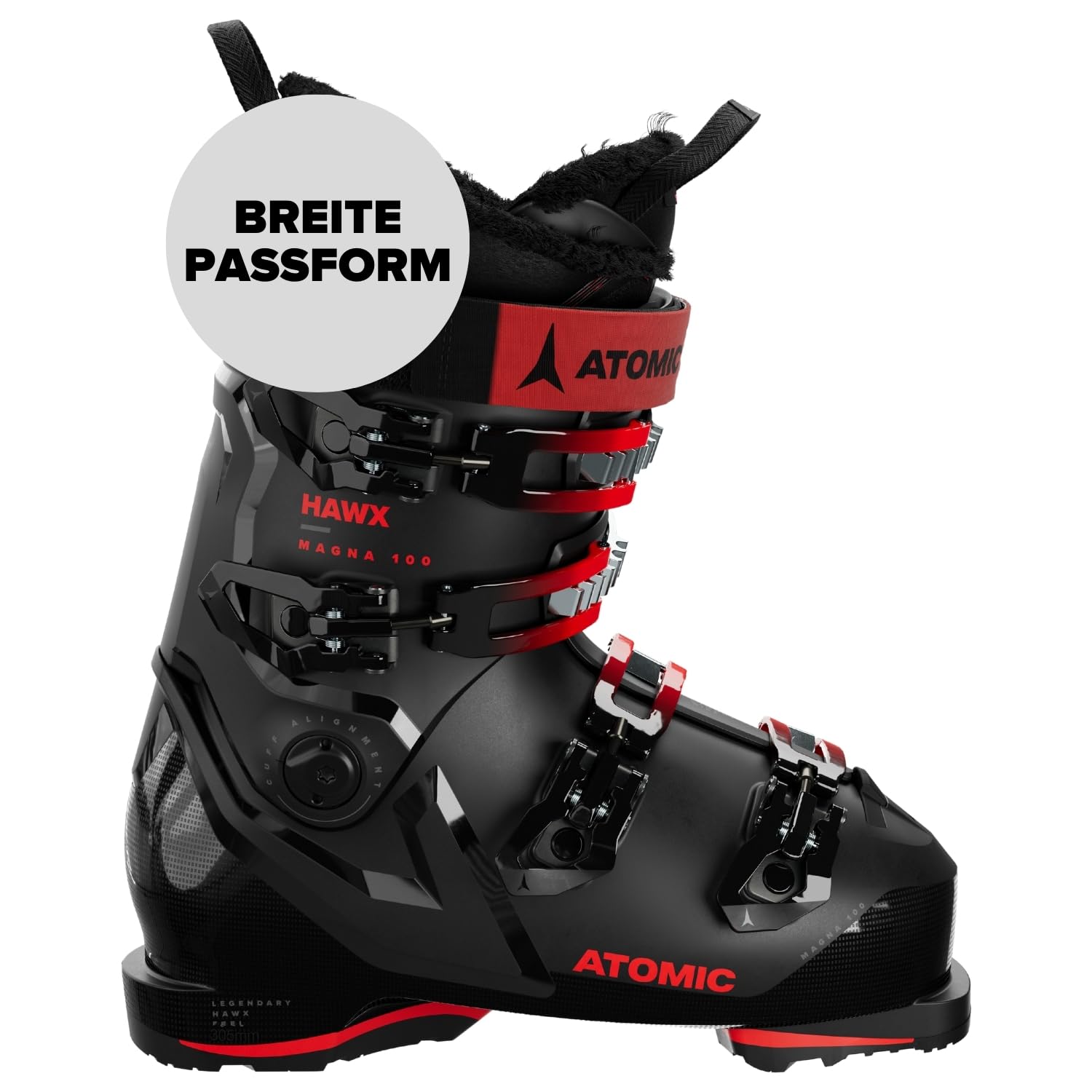 Atomic HAWX Magna 100 GW Skischuhe - Alpin-Skischuh für Erwachsene in Black/Red - 102mm breite Passform - Stabile Prolite Konstruktion - Memory Fit für präzisen Sitz