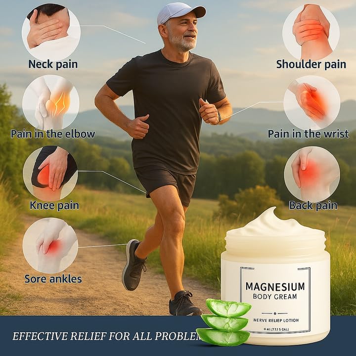 Miniatura 3 de Loción de magnesio  Crema nerviosa con cloruro de magnesio e ingredientes puros para el cuidado de pies y piernas, fórmula no grasa, 4.1 fl oz (1)