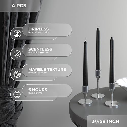 Miniatura 2 de CANDWAX - Juego de 4 velas cónicas de 8 pulgadas velas para uso en Halloween sin aroma velas altas de larga duración perfectas como decoraciones de