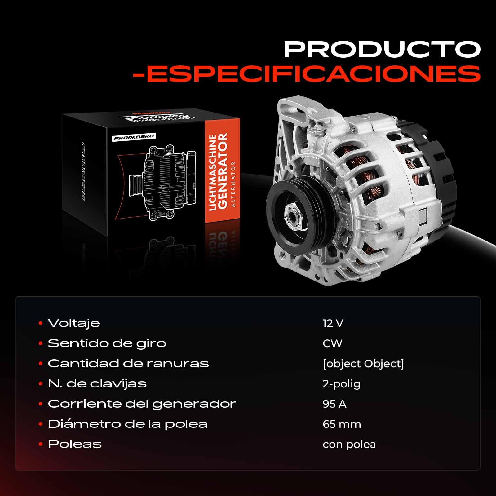 Frankberg Alternador Alternador con Polea de Rueda Libre Gasolina Compatible con S.a.n.d.e.r.o II 1.2L Kangoo KC0/1 1.2L Logan MCV II 1.2L S.a.n.d.e.r.o 1.2L Logan II 1.2L Replace# 20027