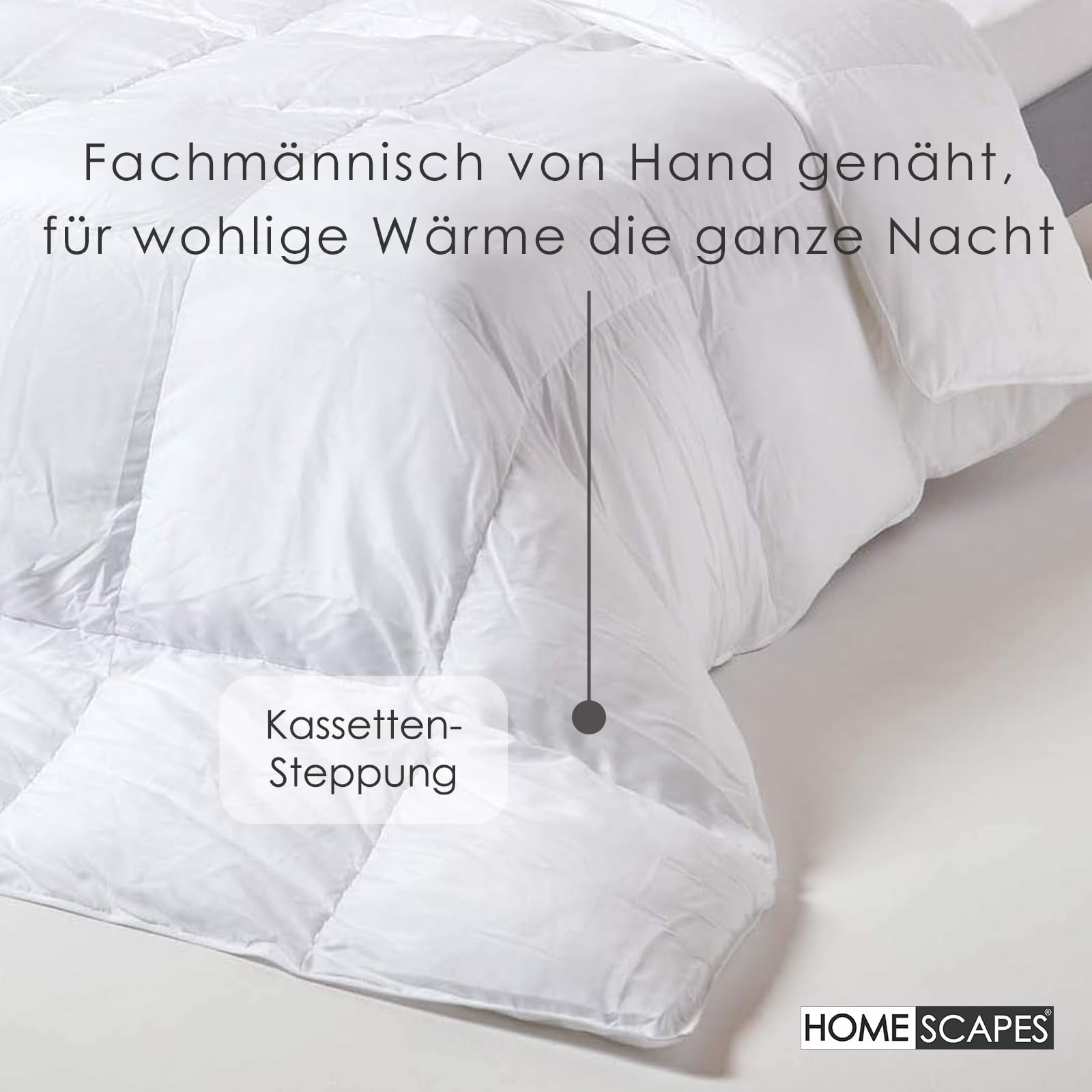 Homescapes Mittelwarme Bettdecke 230x220 cm, Ganzjahresdecke Wärmeklasse 3-4, Stepp-Bettdecke wie Daunen aus Super-Mikrofaser, Übergangs-Bettdecke mit 450 GSM Füllung