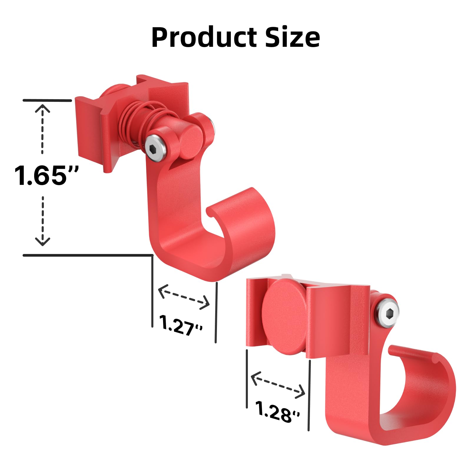 Airlineschiene Zubehör (4 Stück) | Airlineschiene Fitting Haken mit Einzelbolzen & Federmechanismus | L-Schienenhaken bis 45 kg für Zurrschienen | Für Anhänger, PKW & Garage, Rot