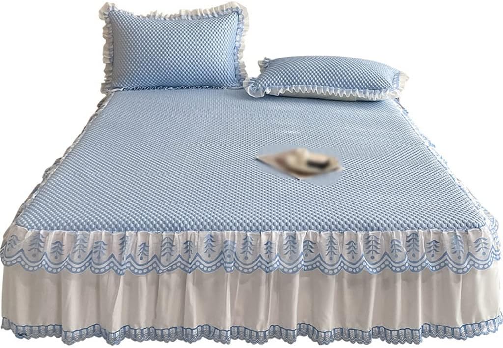 Cool Sense of Ice Bean Mat Three-piece Set Foldable Washed Soft Bed Hat Skirt