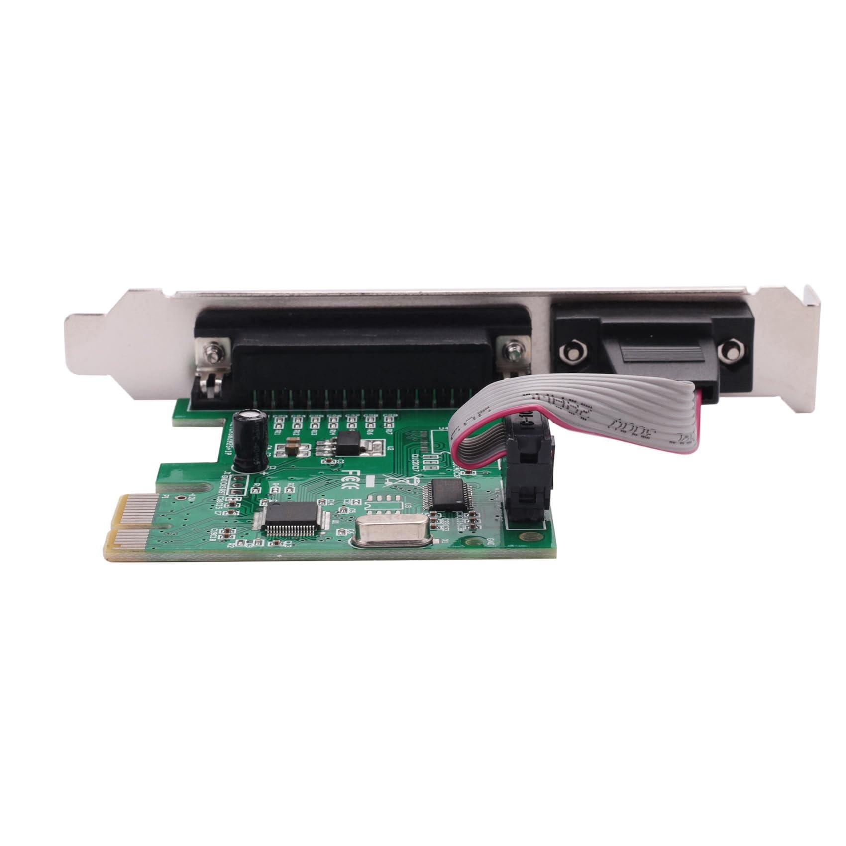 Cwmiibili 4X RS232-232 Serial Port COM & DB25 Printer Parallel Port to PCI-E PCI Express Card Adapter Converter WCH382L