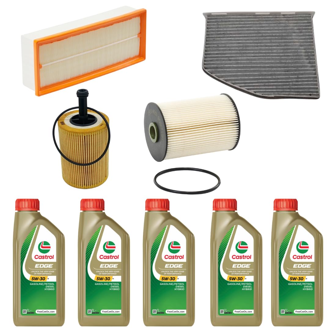 KIT TAGLIANDO COMPLETO FILTRI + OLIO CASTROL 5W30 COMPATIBILE CON VW GOLF 6 1.6 TDI 77 KW