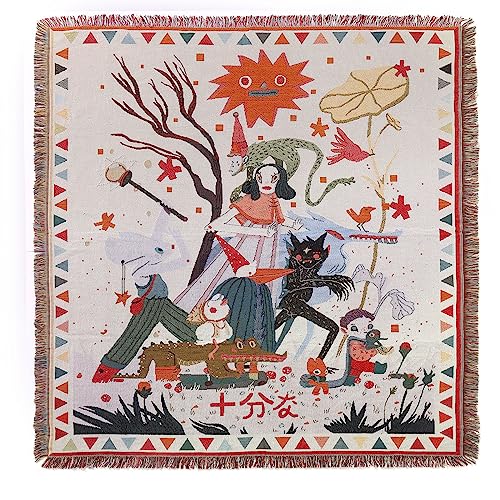 LumiSyne Cotton Woven Throw Blanket With Tassel Bohemian Tribal Ethnic