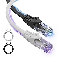 Vista 10 de Cable Ethernet Cat 6 de 6 pies, paquete de 2 cables Cat 6 para exteriores e interiores, cable de red de Internet de alta velocidad de 10 Gbps, cable