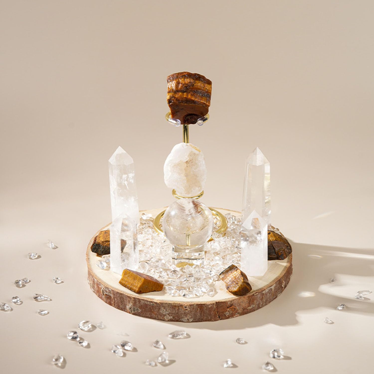 Conjunto rejilla cristales naturales terapia chakras piedras preciosas