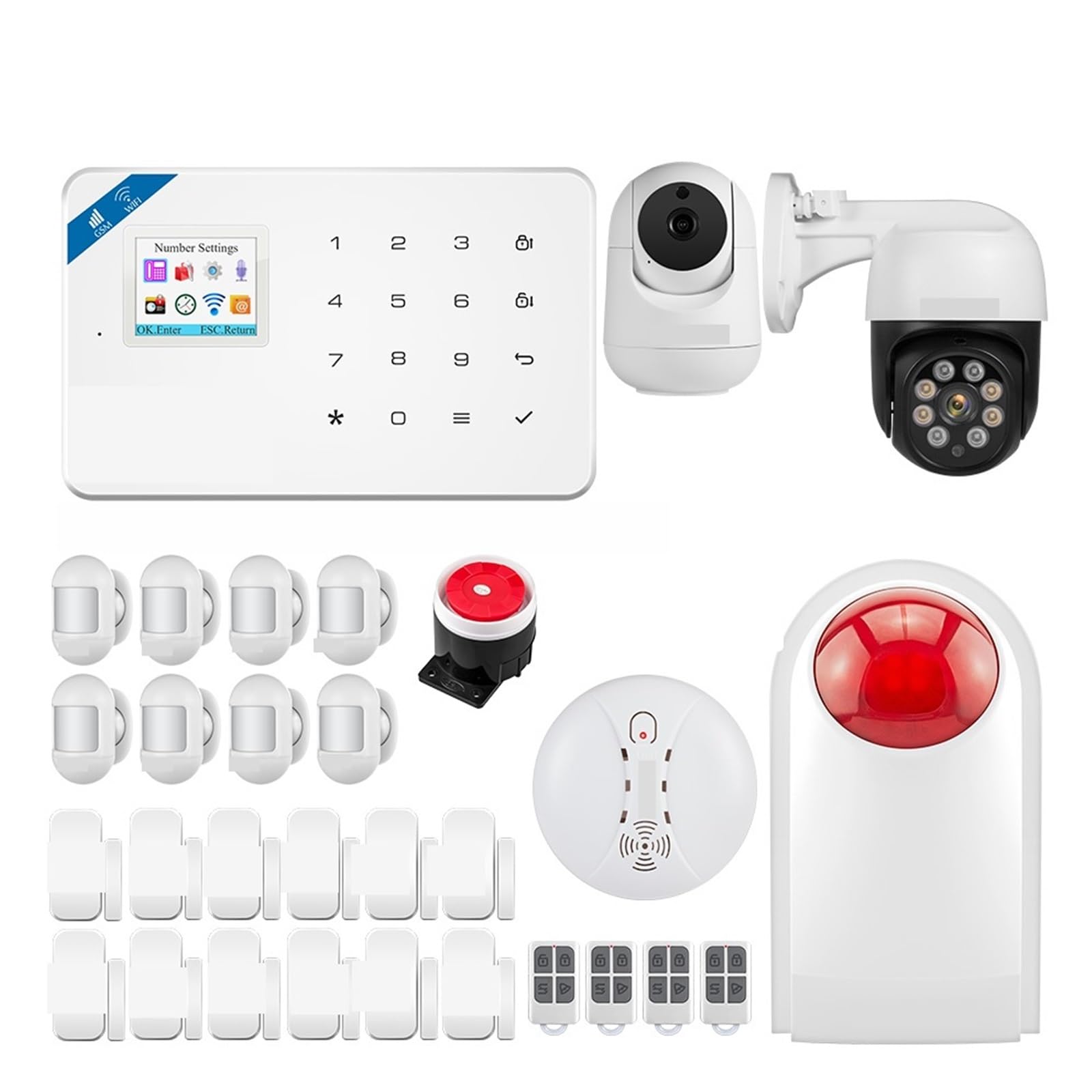 CUDTAPI GSM Smart Home Alarm System Kit 433Mhz Wireless Security IP Camera Control Motion Sensor Siren(W181 GSM Tuya Kit 1)