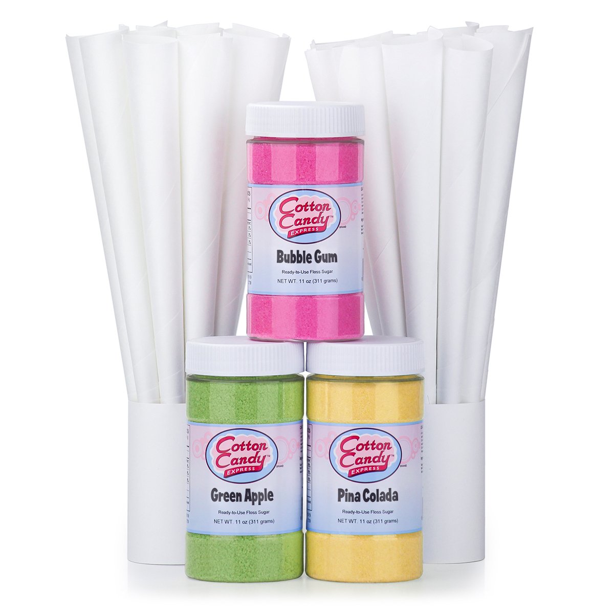 Cotton Candy Express 3 Flavor Cotton Candy Sugar Pack with Bubble Gum