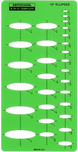 Miniatura 5 de Rapidesign Plantilla de elipse de 20 grados, 1 cada uno (R70-20)