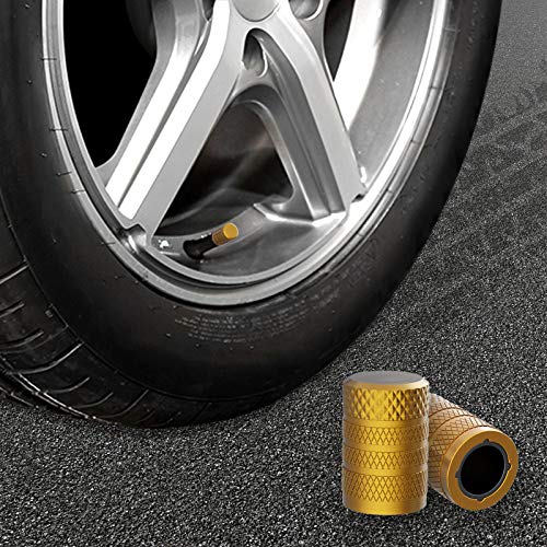 Image of CKAuto Tire Valve Stem Caps, Golden Yellow, 4 pcs /Pack | Anodized Aluminum Tire Valve Cap Set, Corrosion Resistant, Universal Stem Covers for Cars Trucks Motorcycles SUVs and Bikes
