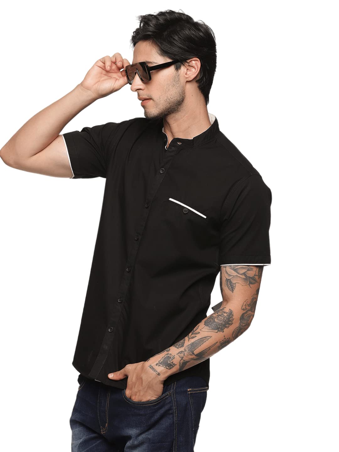Men's Regular Fit Solid Cotton Stylish Half Sleeve Shirt