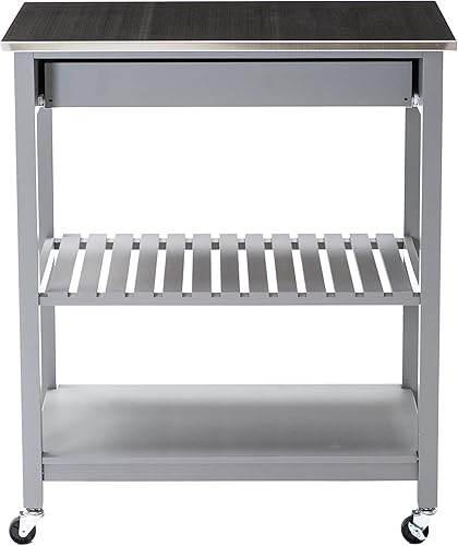 Miniatura 6 de Boraam Holland - Carrito de cocina con tapa de acero inoxidable, 19 x 30,5 x 35,75, gris