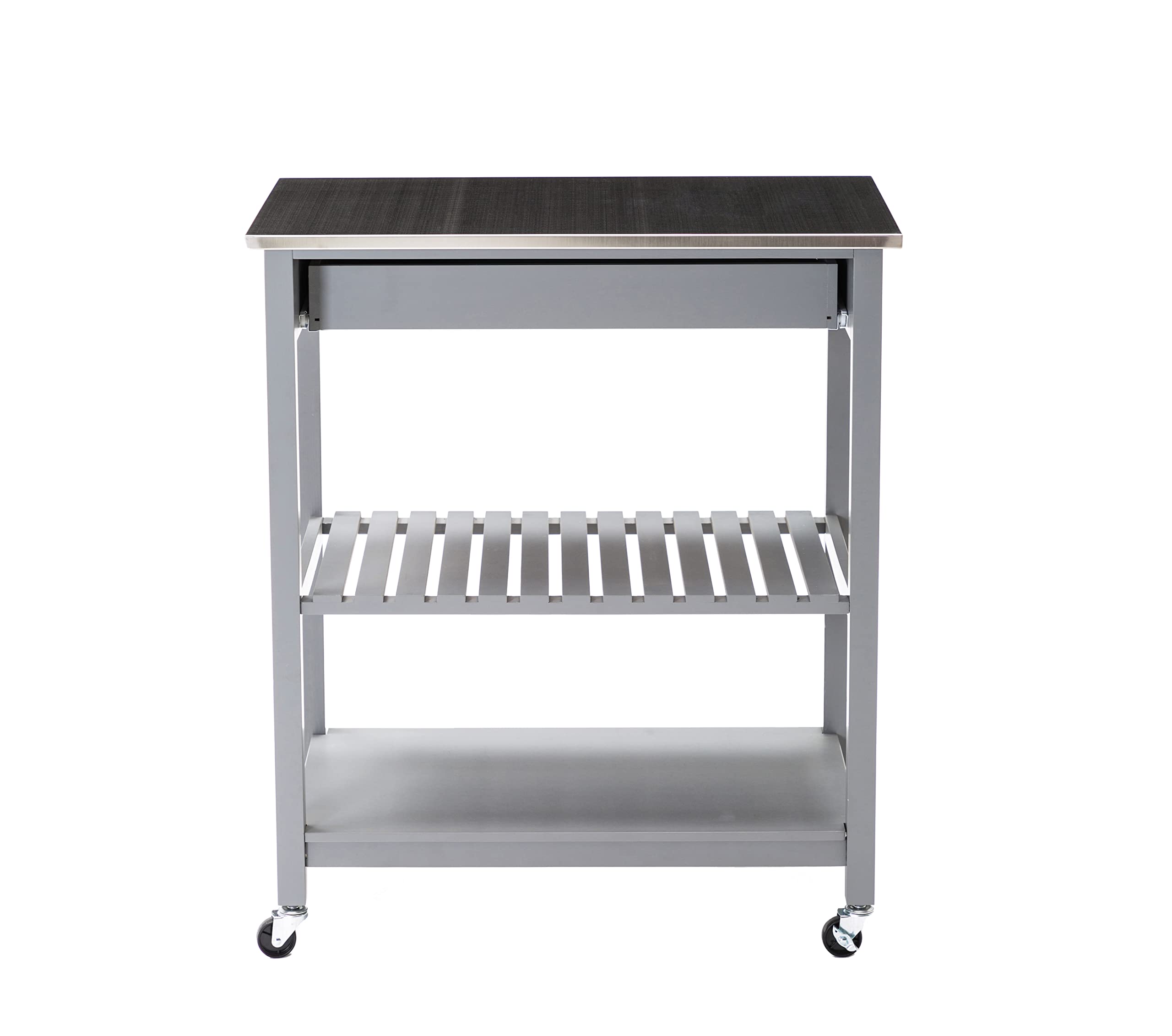 Boraam Carrello da cucina Holland con piano in acciaio inox, grigio
