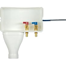 Water-Tite 87380 Left-Hand Drain Wide-Mouth Washing Machine Outlet Box - Quarter-Turn Brass Valves, 1/2-Inch ASTM F1960 Connection, White Plastic