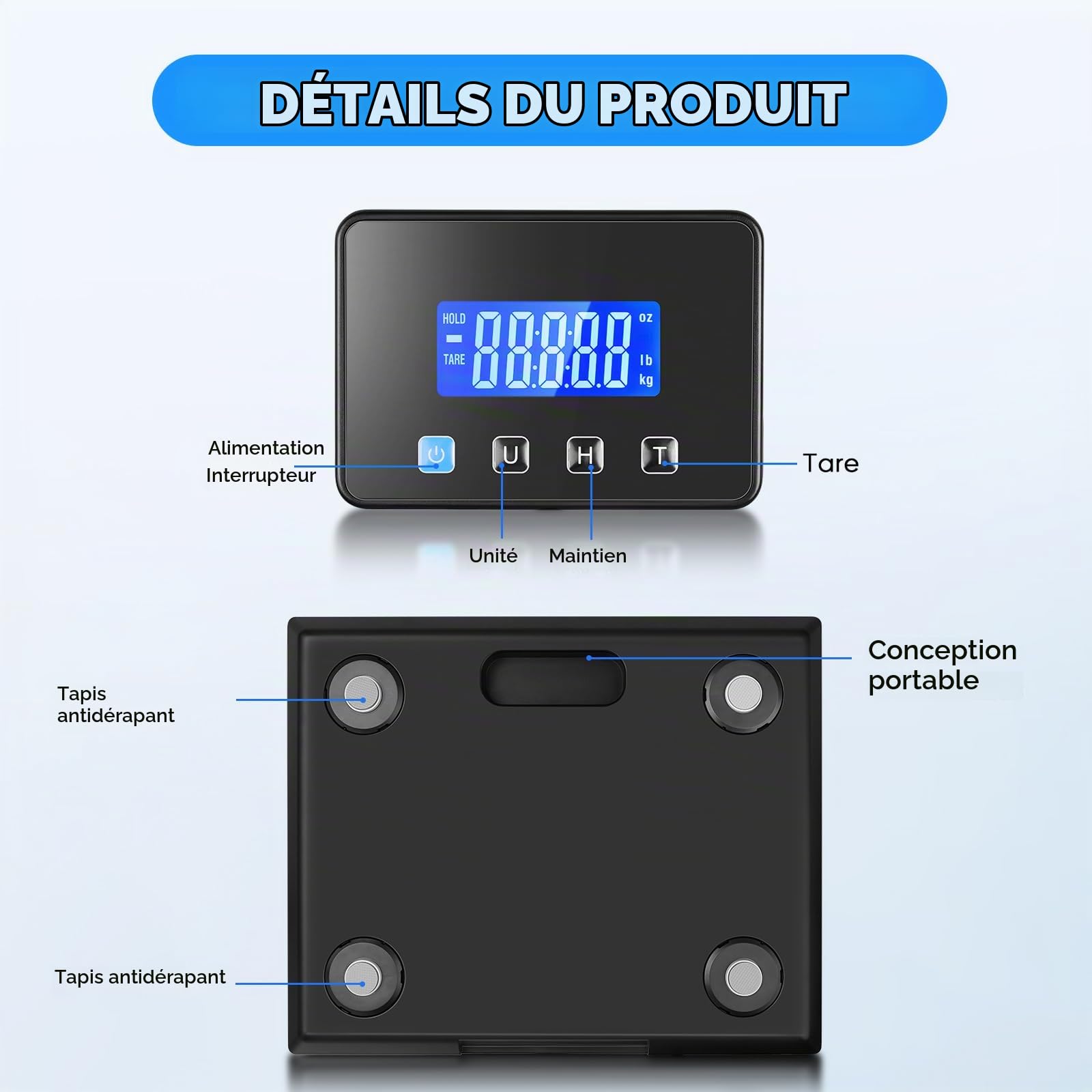 Balance Colis Numérique 300kg, Balance Postale Précise avec Fonction Tare, Grand Plateau et Écran LCD, Idéale pour Petites Entreprises, Précision Pèse Colis, Balance d'Expédition Robuste