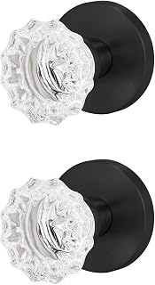 Glass Crystal Decorative Door Knobs (2 Pack, Black, Dummy)