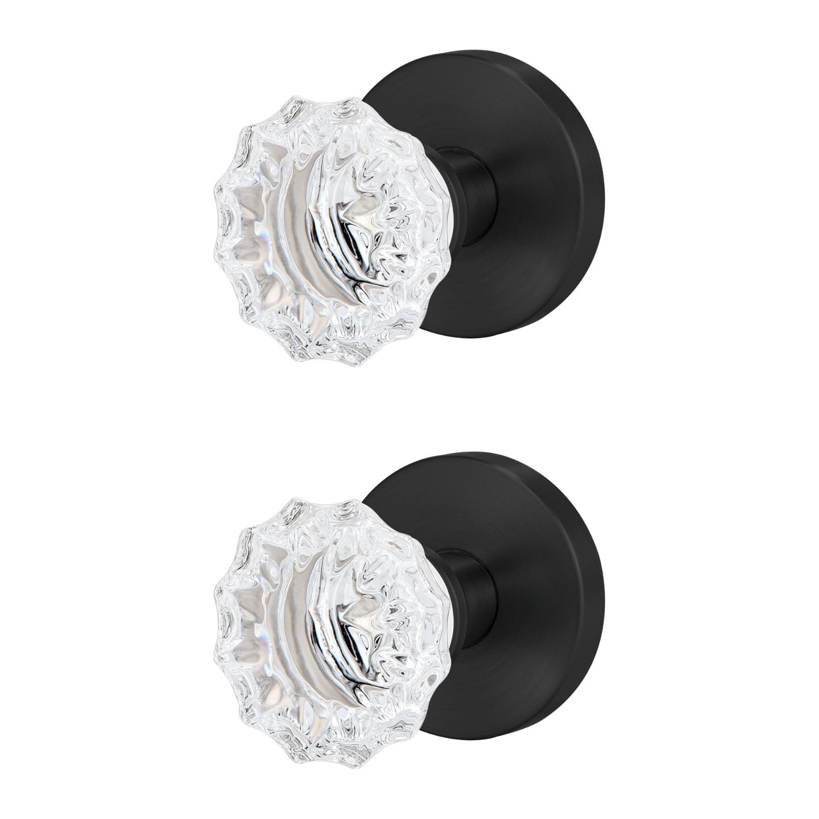 Black Crystal Door Knobs - 2 Pack Dummy Knobs -1