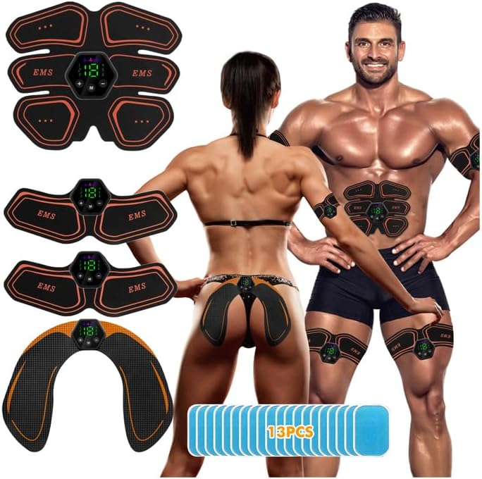 EMS Muscle Stimulator, ABS Trainer Muscle Stimulator, 6 Modes & 19 Intensities, Tactical X Abs Stimulator Full Body Ab/Arm/Hip Trainer for Men Women
