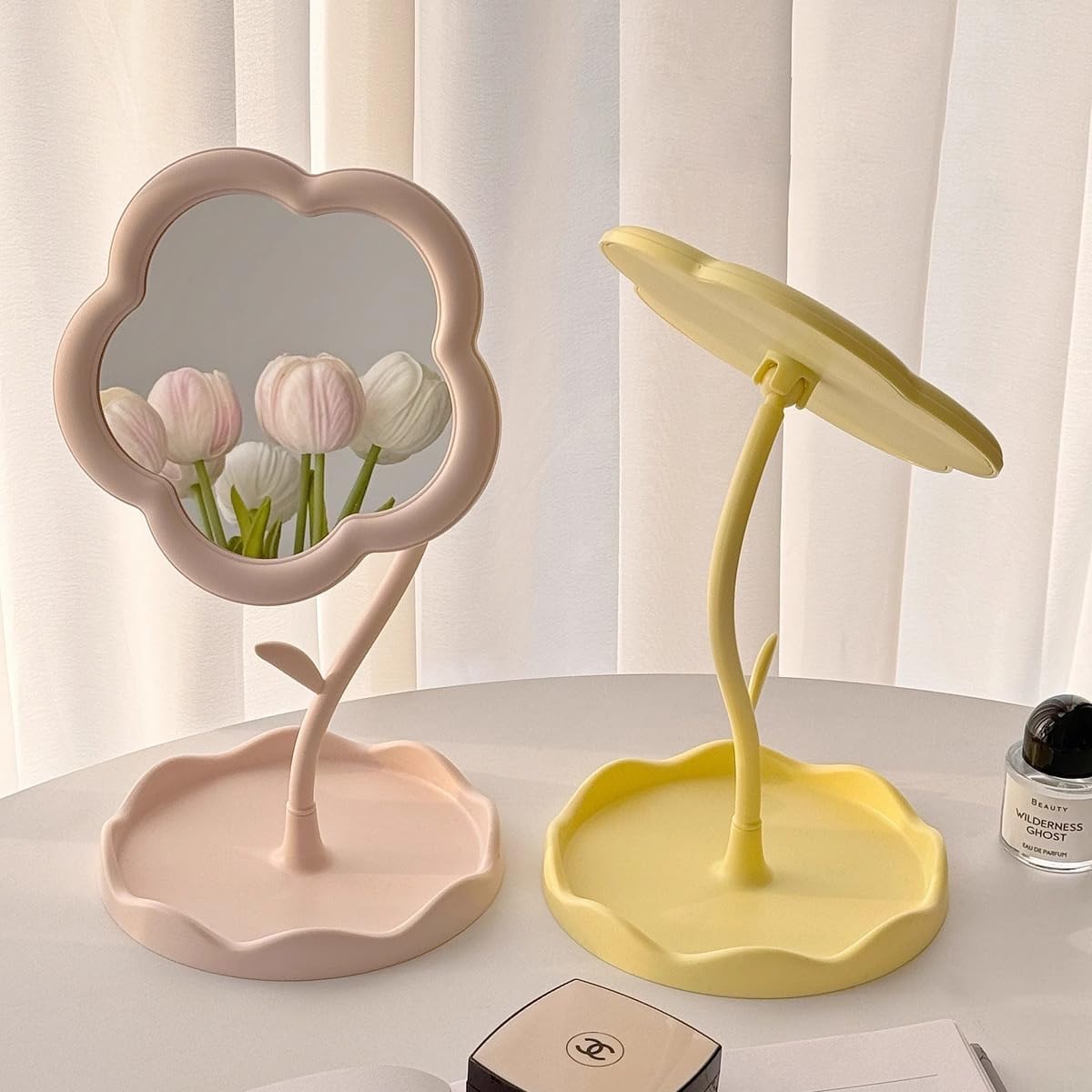 Gabani fashion Pastel Pink Flower Vanity Mirror – Aesthetic Makeup Desk Mirror for Girls, Pink Desk Mirror, Cute Vanity Mirror, Girls Makeup Mirror-picture-10