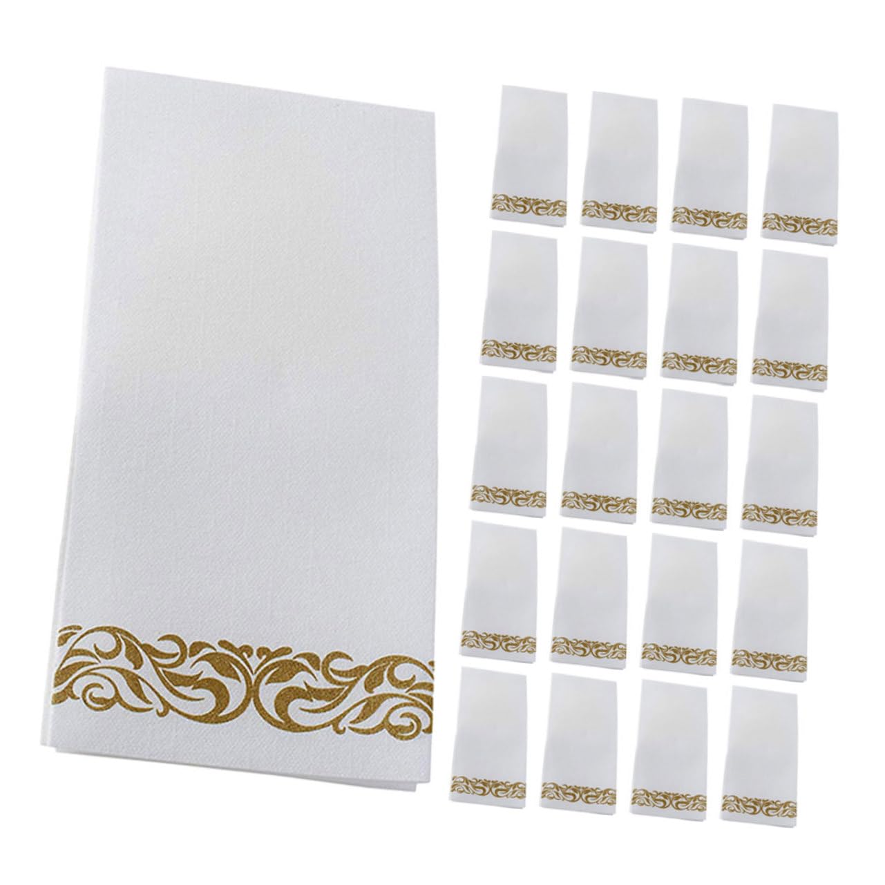 Tovaglioli Usa e Getta 50 Pezzi in Carta Bianca per Feste | Formato 40x30 Cm, Piega a 6 Strati, Stile Chic ed Elegante, per Banchetti e Intrattenimento Quotidiano