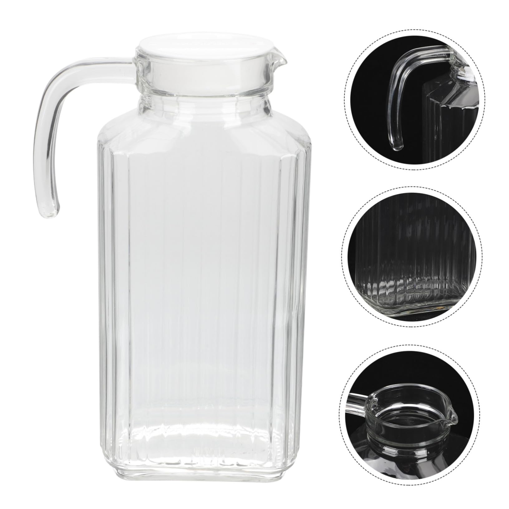 TOYANDONA Jarra de Agua de Vidrio Contenedor para Bebidas Frías y Jugos Diseño Elegante y Transparente para Hogar Oficina y Fiestas Material Seguro y Duradero