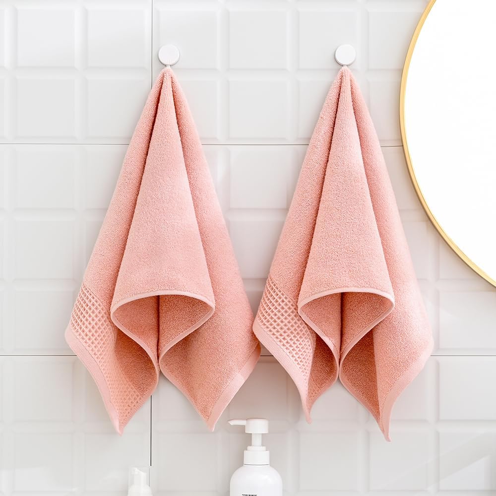 sense gnosis Pink Hand Towels Set of 2 Soft 100% Cotton Waffle Pattern Decorative Highly Absorbent Hotel Bathroom Hand Towel 13x29 Inch - Image 2