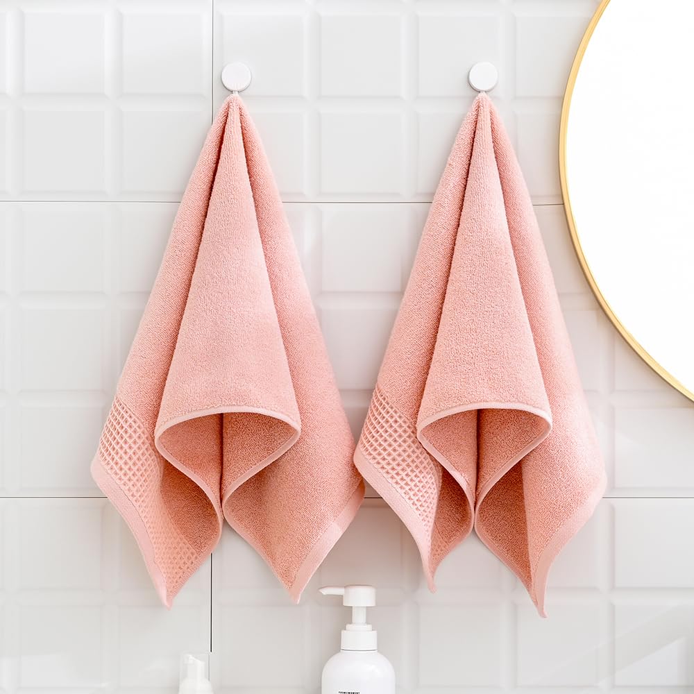 sense gnosis Pink Hand Towels - Soft 100% Cotton Waffle & Terry, Waffle Pink - Image 2