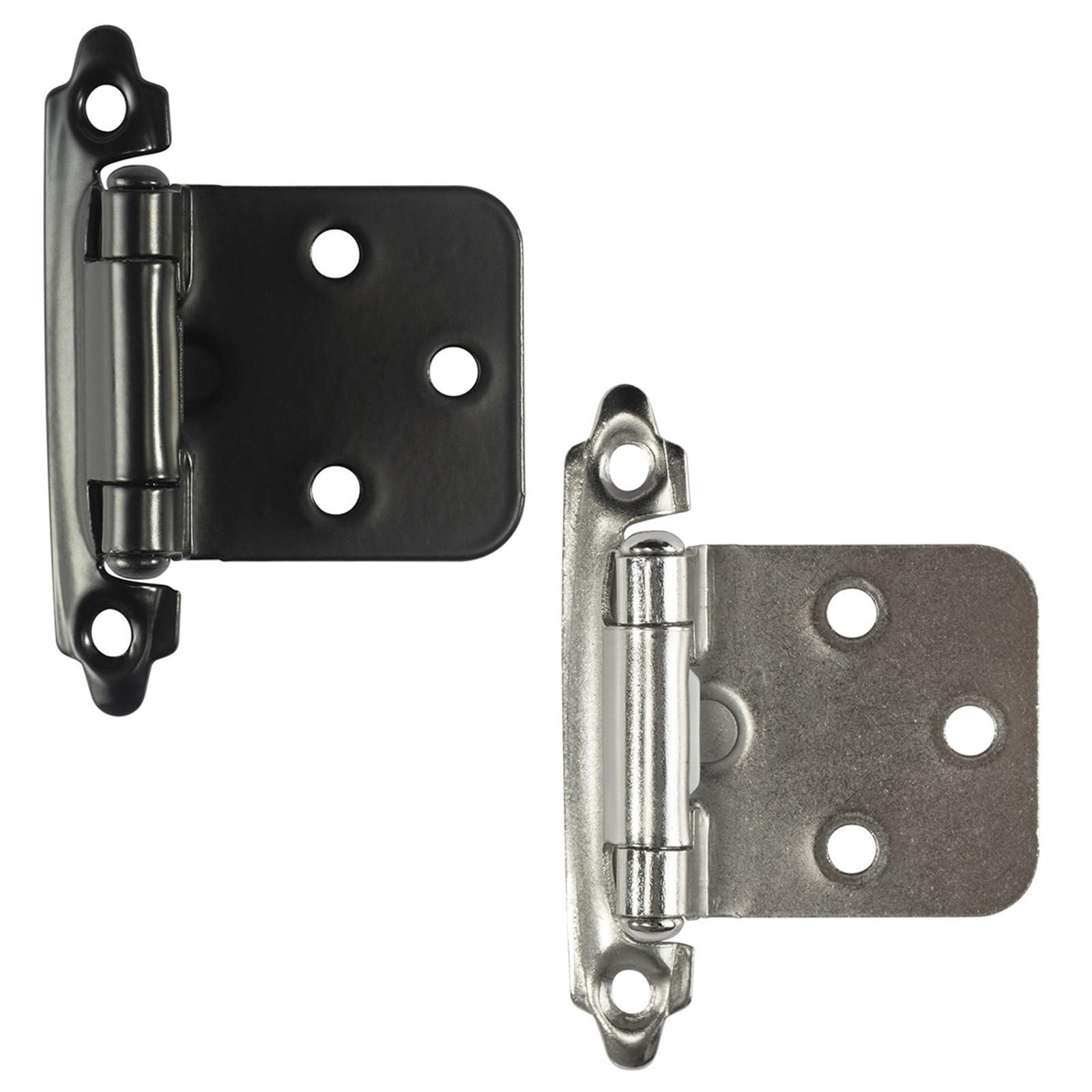 Edelstahlscharniere, Schrankscharniere, selbstschließende Feder, 1/2 Zoll, Overlay-Rahmen, Metall, 2 Stück, Schwarz/Nickel(M00128-A Nickel 2PS)