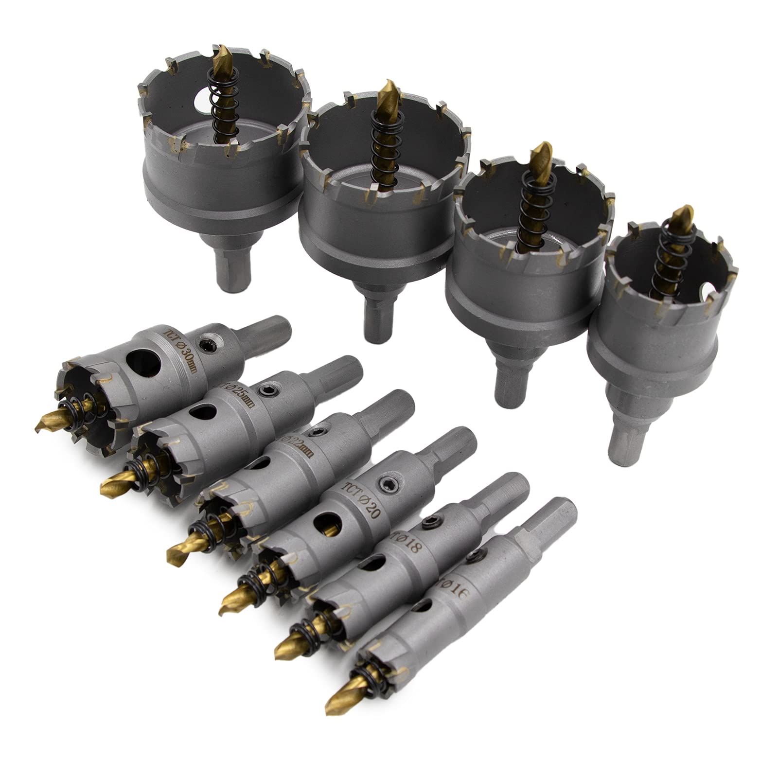 REETAI-FOUR 10Pcs TCT Hole Saw Set , Tungsten Carbide Tipped Hole Saw Kit (5/8"-2-1/8”)