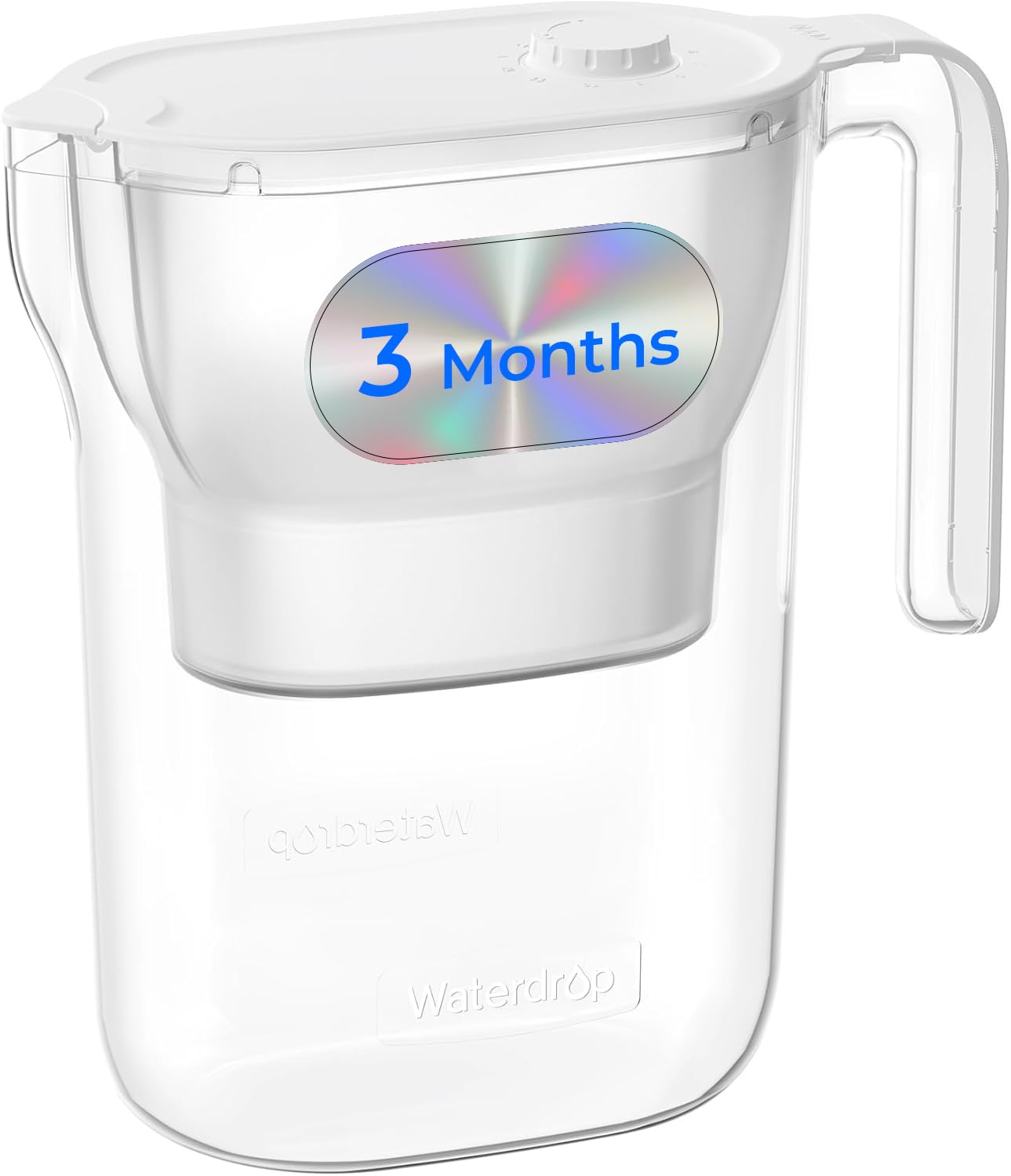 Waterdrop Wasserfilter Kanne Kühlschrank Wasserfilterkrug mit 3-Monats-Filter, 2,5 L, Reduziert Fluorid, Chlor und Mehr, NSF-zertifiziert, BPA-frei, Weiß (Ersatzfilter: WD-PF-01A Plus)