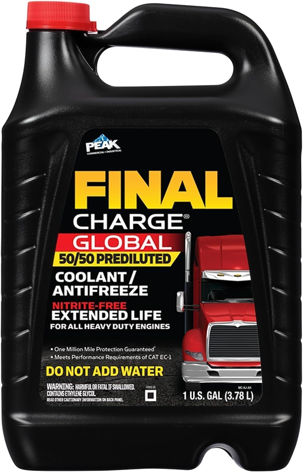 Belgrade Parts & Service, Inc. Peak Final Charge Global Extended Life 50/50 Prediluted Antifreeze/Coolant for All Heavy Duty Engine Cooling Systems, 1 Gal.