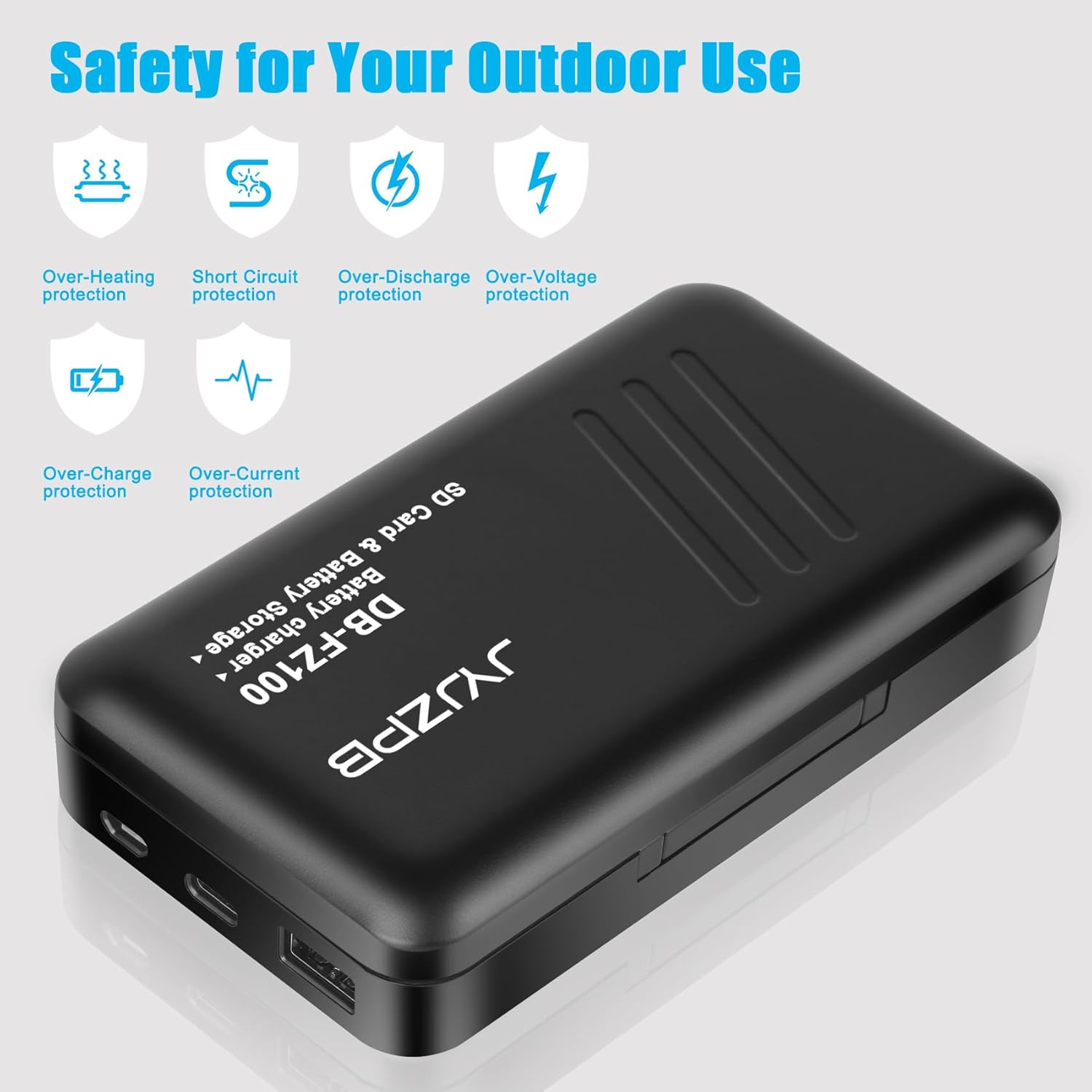 JYJZPB A7 III NP-FZ100 Battery Charger with 2 SD Card Slots and USB Output for Sony A7IV, ZV-E1, ZV-E10 II, FX30, FX3, A9, A1, A6600, A6700, A7R III, A7R V, A7S III, A7R III Battery (Charger Only)
