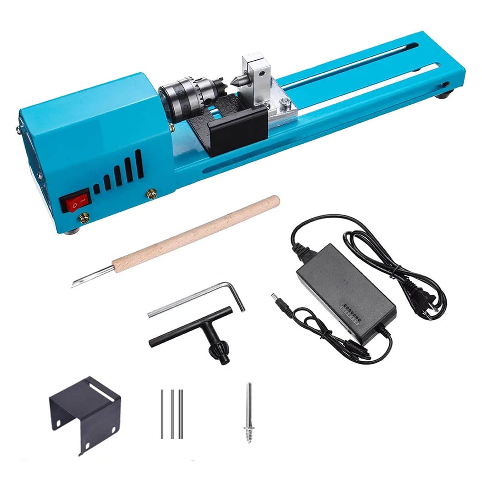 Mini tornio per la Lavorazione del Legno Lucidatore Fai-da-Te CNC 12V-24V 150W Modellismo in Legno Utensile per fresatura e Foratura Piccolo tornio in Metallo per Incisione e molatura di Legno St