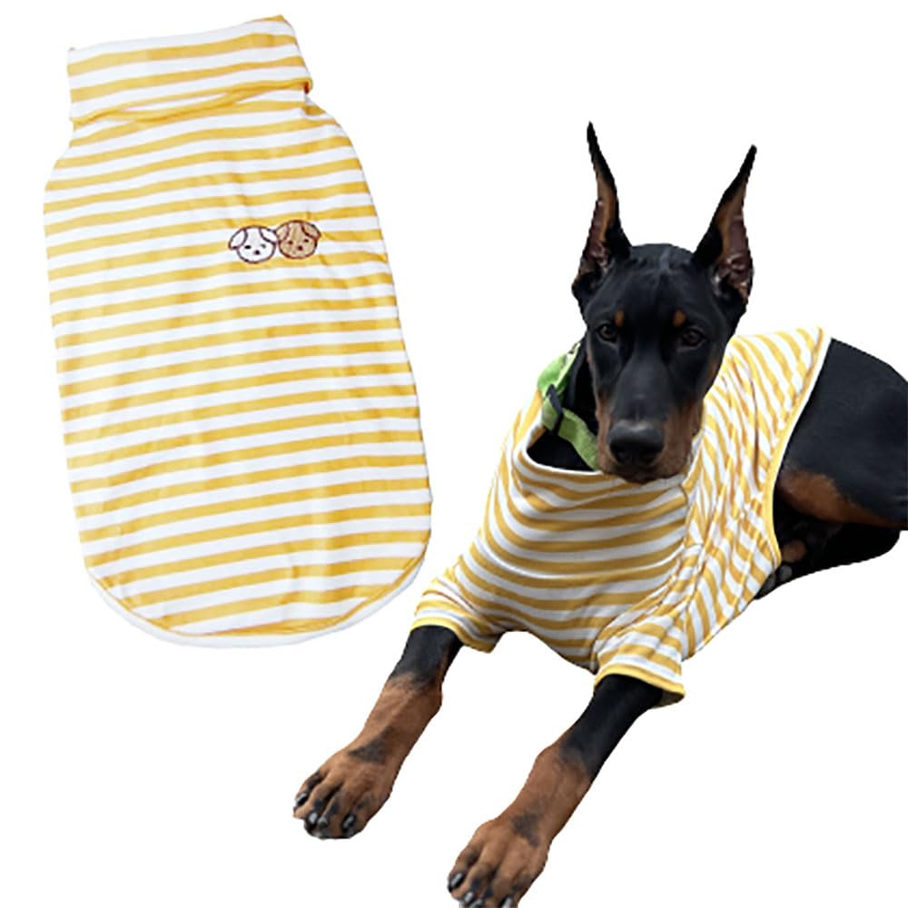 Turtleneck Dog Shirt Cute Doggie Embroidery Super Soft Dog Sweatshirt Stretchy Striped Puppy Pullover for Cats Small Medium Large Dogs (5X-Large,