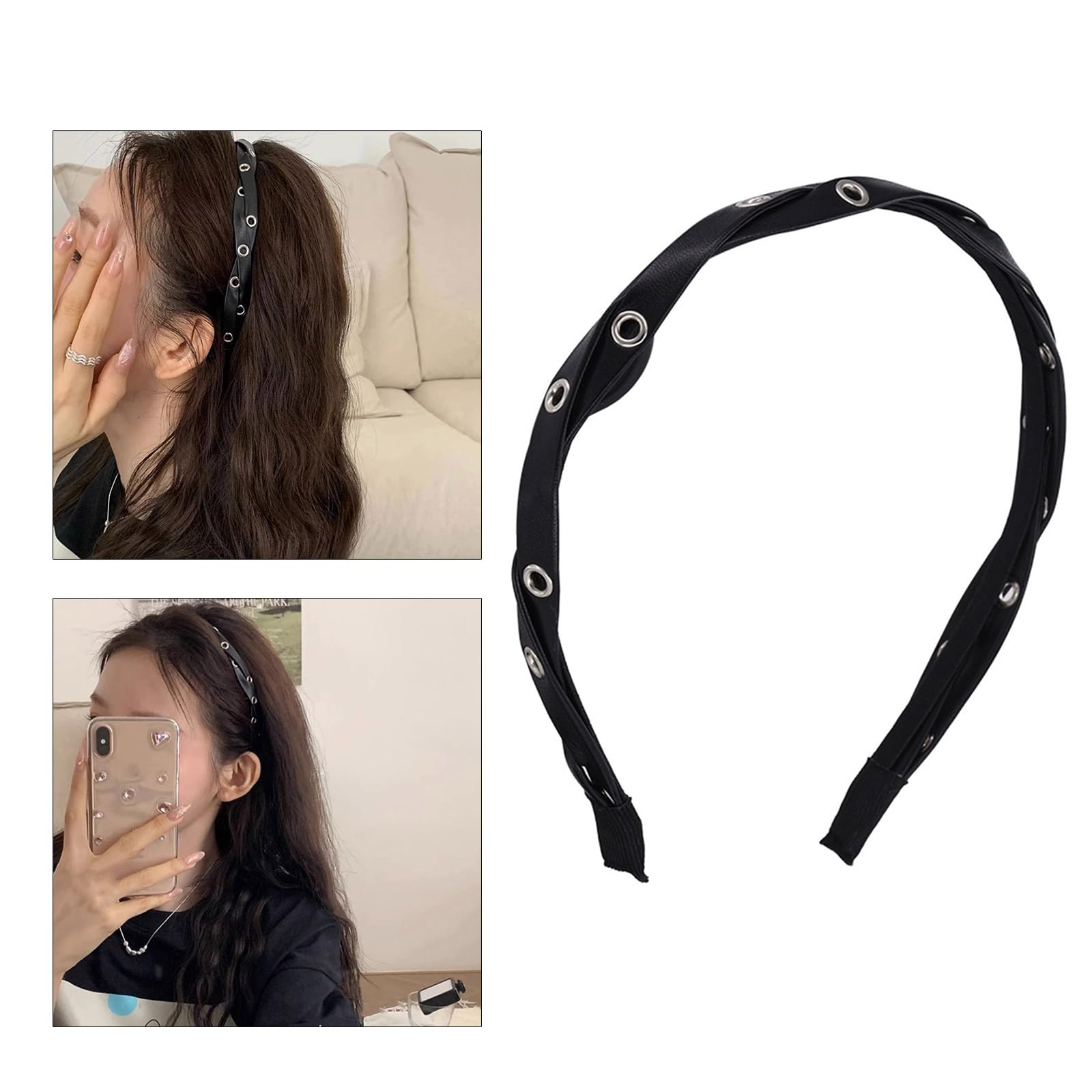 Opaska na głowę, Harajuku skręcone skórzane mycie twarzy opaski do włosów miękka sportowa opaska do jogi dla kobiet dziewczynki makijaż akcesoria do włosów mycie twarzy opaska na głowę