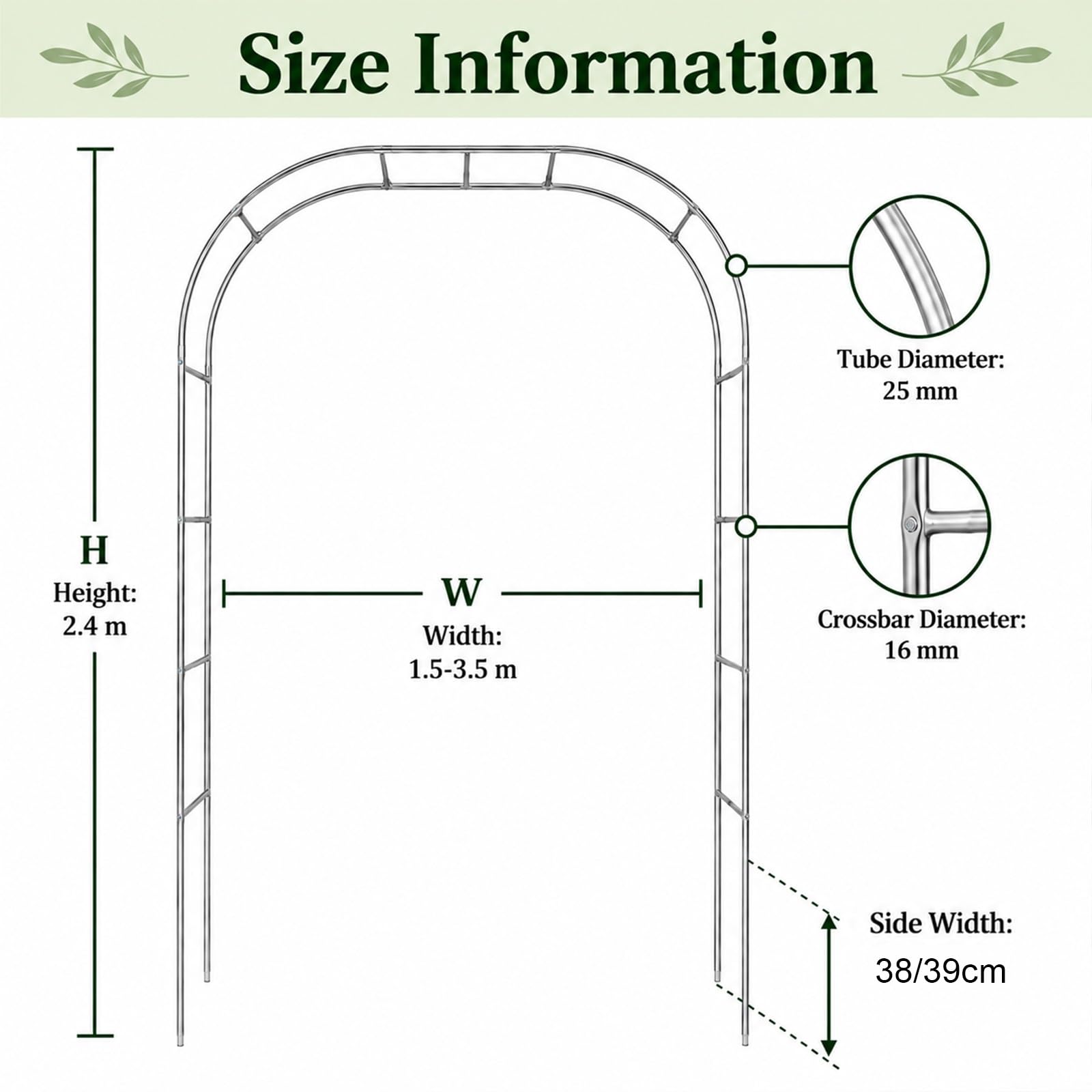 Treillis de jardin en acier résistant aux intempéries pour plantes grimpantes – Cadre durable de 19 mm de large x 2,4 m de haut, installation facile, parfait pour la décoration extérieure et le