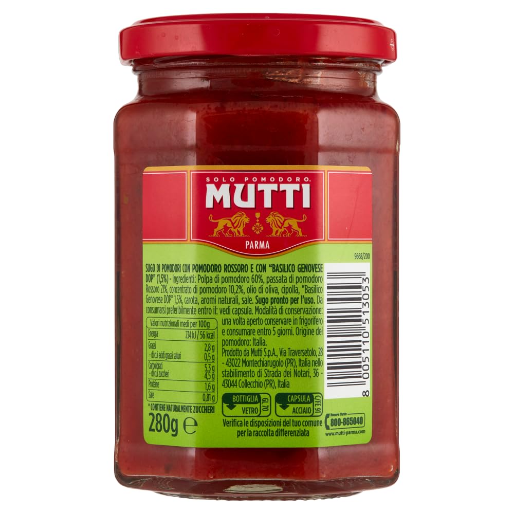 Italian Gourmet Bundle - Salsa de tomate y albahaca (12 x 280 g) + Polpa italiana Gourmet gratis – Sugo italiano con Pomodoro Rossoro & Basilico Genovese DOP, pasta y reserva, 3,36 kg