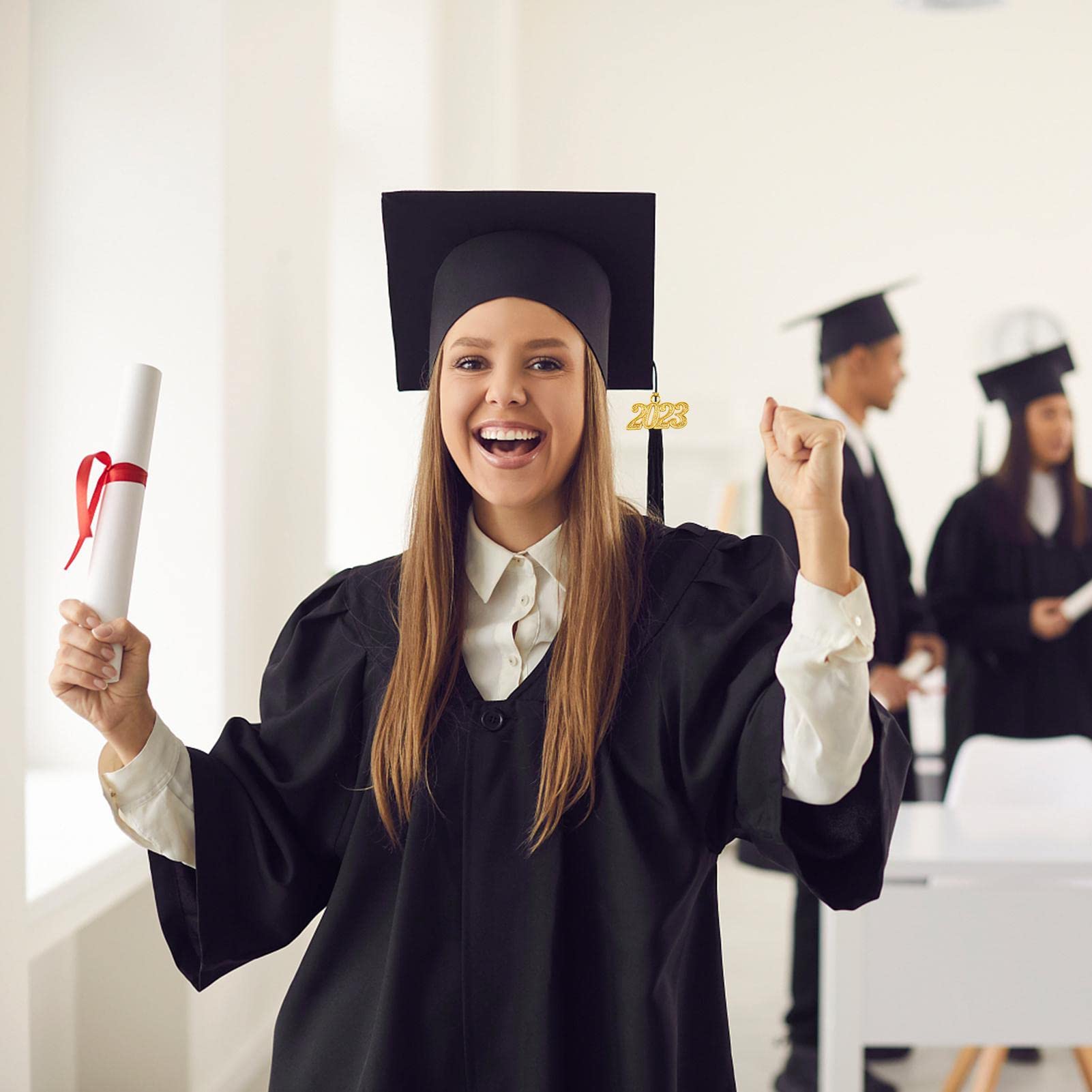 Toga y Birrete de Graduación, Vestido de Graduación con Colgante de Borla para Hombres y Mujeres