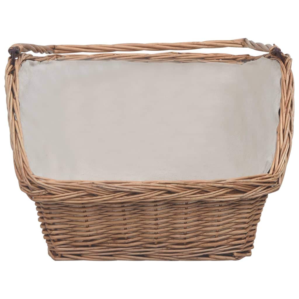 Festnight Cesta Legna da Ardere con Manico 57x46,5x52cm/61,5x46,5x58cm Cesto in Vimini per Legna da Ardere Marrone in Salice