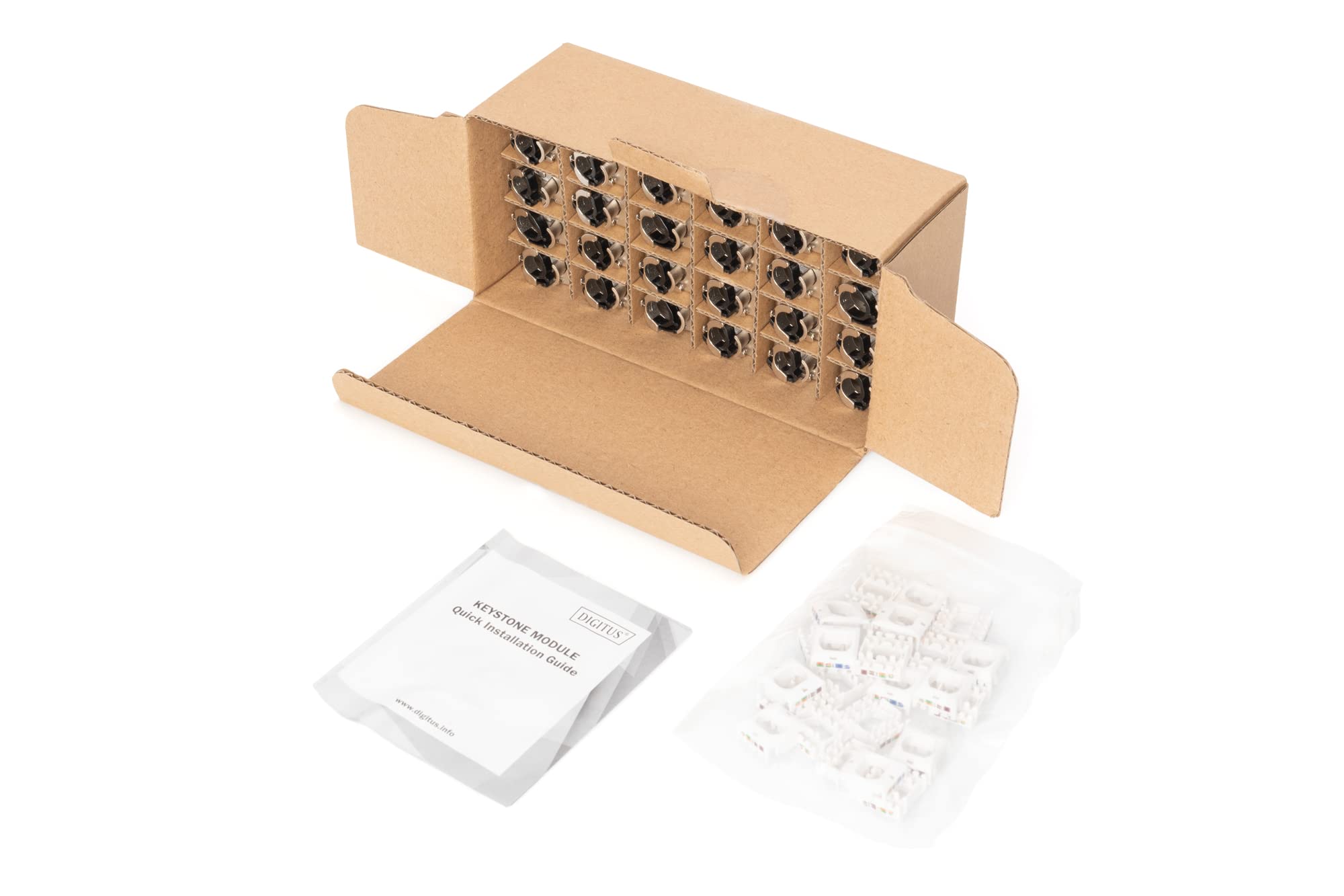 Digitus Módulo Keystone Cat-6A Apantallado - 24 Unidades - RJ45 - Diseñable - 500 MHz 10GBase-T - Clip metálico - Sin Herramientas