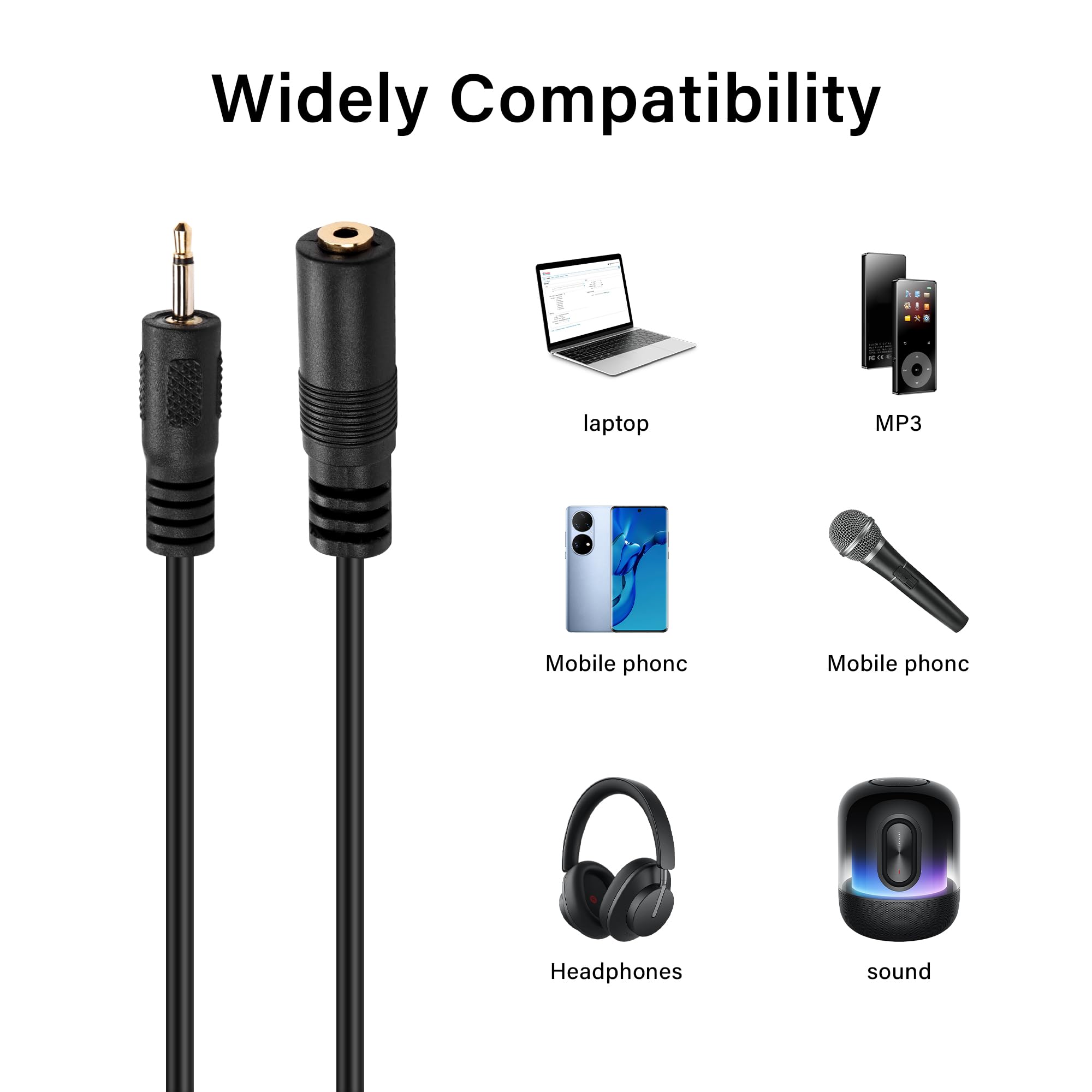 PNGKNYOCN Lot De 2 Câbles Audio Courts 2,5 Mm Vers 3,5 Mm – 16 Cm – Adaptateur Casque Smartphone MP3