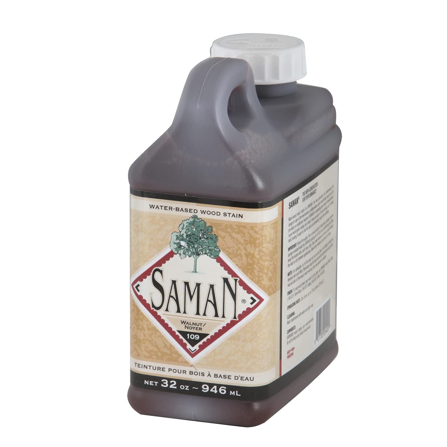 SamaN Interior Water Based Wood Stain & Natural Furniture, moldings, Wood Paneling and cabinets Stain (Walnut TEW-109-32, 32 oz)