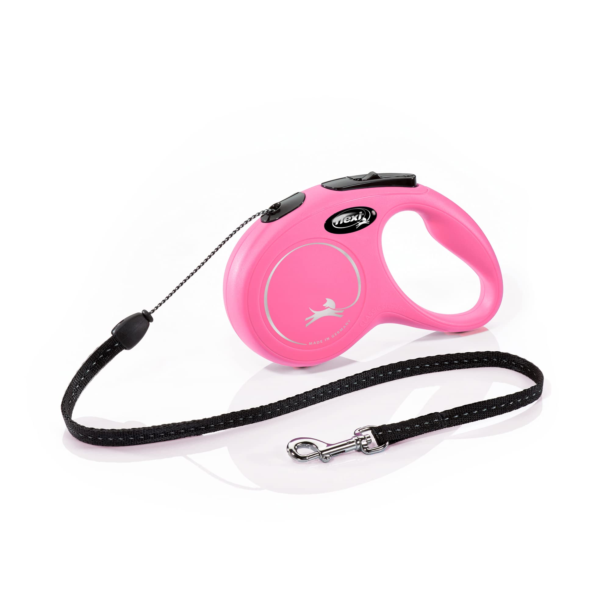 Croci Flexi New Classic Cord, Correa Extensible Para Perros, Talla S Hasta 12 Kg, Longitud 5 Metros, Color Rosa