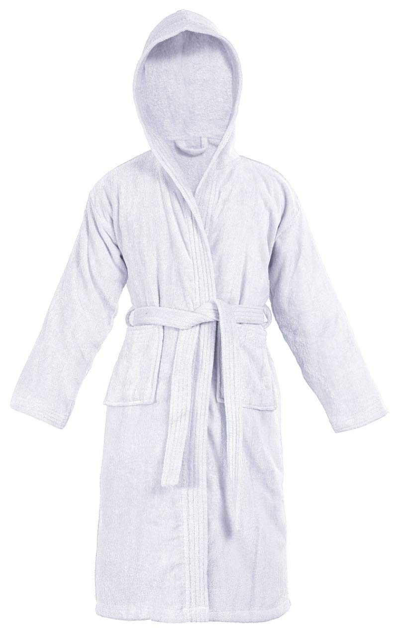 Sapphire CollectionKids Boys Girls 100% Cotton Bathrobe Hooded Terry Towelling Shawl Collar Bath Robe Bath Robe Dressing Gown 7 Colours Age 8-14