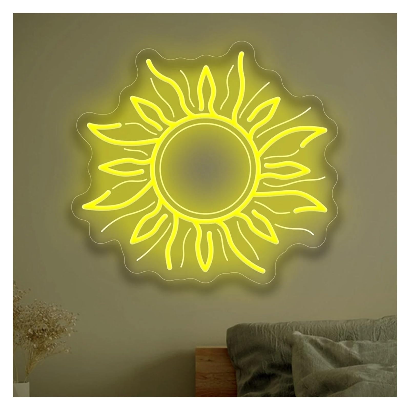 RONGCH Hanging Art Signs Sunflower Neon Sign USB Dimmable for Room Bedroom Game Room Study Party Wall Decoration 37x31.5cm