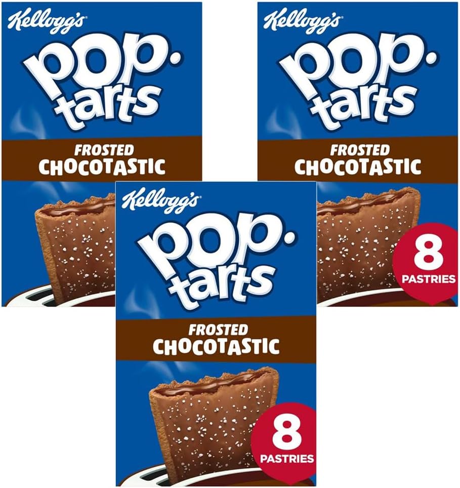 Pop Tarts Frosted Choctastic Sensation Toaster Pastries 8pcs 384g Pack of 3 Breakfast Tarts Hot or Cold Sweet Biscuit Cookie Snack with Welari Thank You Card | (3pack) (1152g)