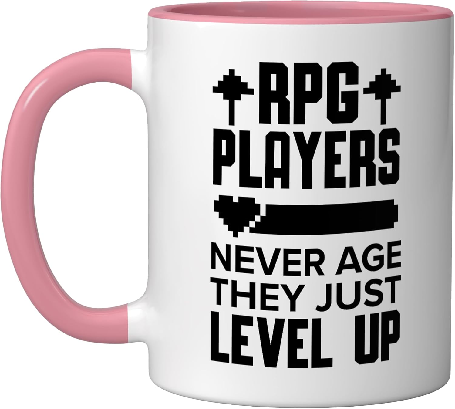 RPG Game Geek Gaming Video Game Player Console Gamer Ceramic Mug, Pink/White RPG Game Geek Gaming Video Game Player Console Gamer Ceramic Mug, Pink/White