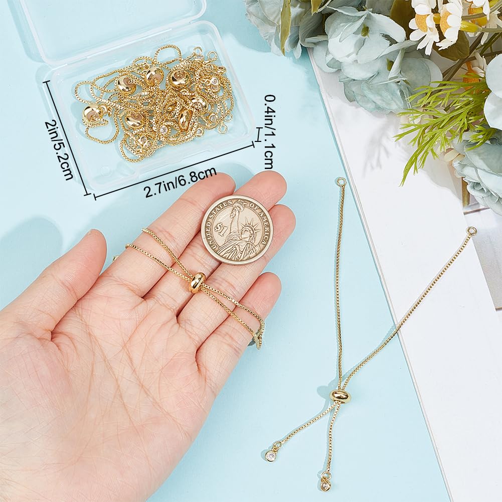 Beebeecraft 1 Box 10Pcs Chain Bracelet Making 18K Gold Plated Cubic Zirconia Slider Bracelet Chains Adjustable Extender Chain for DIY Jewellery Making Crafts - Image 3